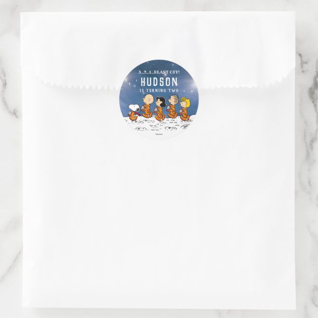 Peanuts | Space Birthday Classic Round Sticker (Bag)