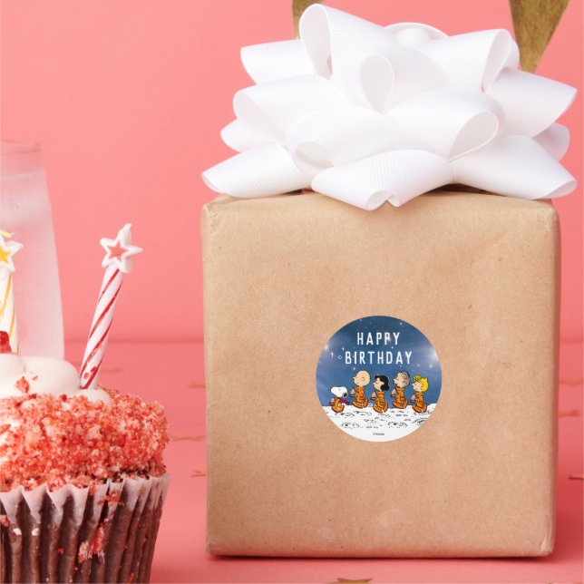 Peanuts | Space Birthday Classic Round Sticker (Party)