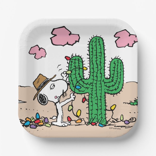 Peanuts | Spike Decorates for Christmas Paper Plate (Front)