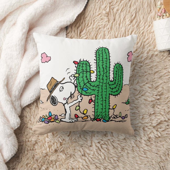 Peanuts | Spike Decorates for Christmas Throw Pillow (Blanket)