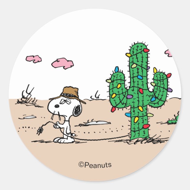 Peanuts | Spike Decorates for the Holiday Classic Round Sticker (Front)