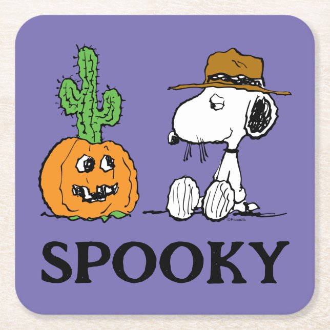 Peanuts | Spike's Desert Halloween Square Paper Coaster (Front)