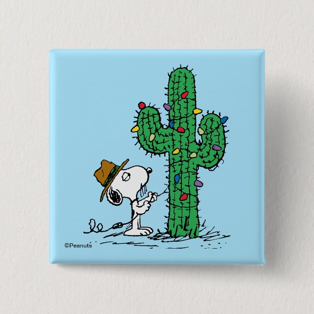 Peanuts | Spike's Holiday Cactus 2 Inch Square Button (Front)