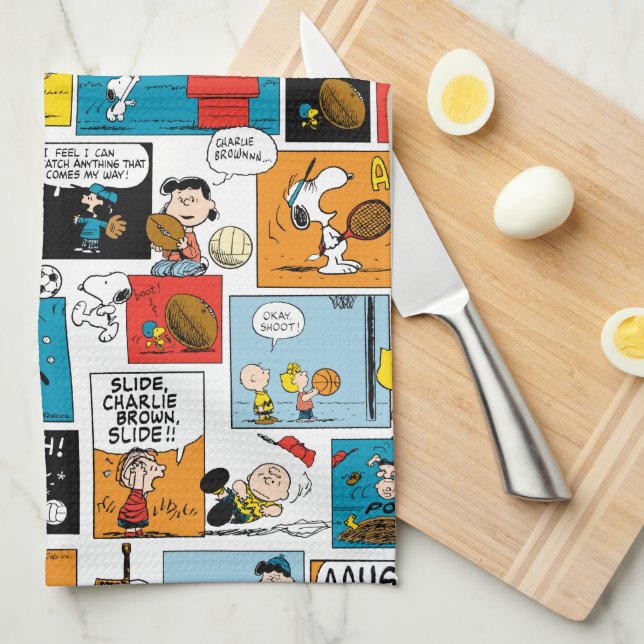 Peanuts Sports Pattern Kitchen Towel (Quarter Fold)