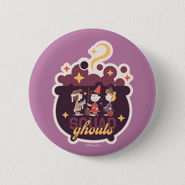 Peanuts Squad Ghouls Cauldron Halloween 2 Inch Round Button (Front)