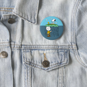 Peanuts   Sunny Day Rainy Day Half & Half 2 Inch Round Button