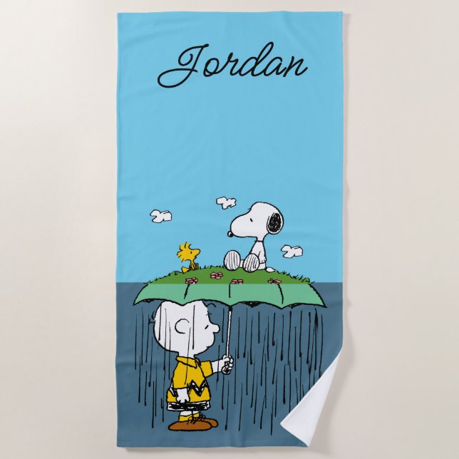 Peanuts | Sunny Day Rainy Day Half & Half Beach Towel (Front)