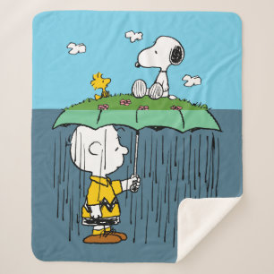 Peanuts   Sunny Day Rainy Day Half & Half Sherpa Blanket
