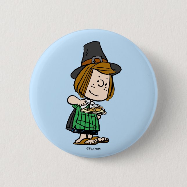 Peanuts | Thanksgiving Peppermint Patty 2 Inch Round Button (Front)