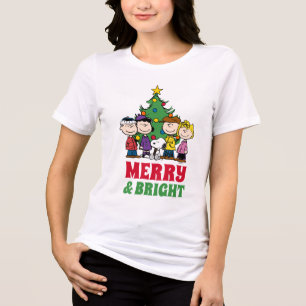 Peanuts The Gang Around the Christmas Tree Tri-Blend Shirt