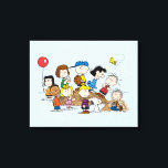 Peanuts | The Gang at the Pitcher's Mound Canvas Print<br><div class="desc">This design features the whole Peanuts gang at the baseball pitcher's mound.</div>