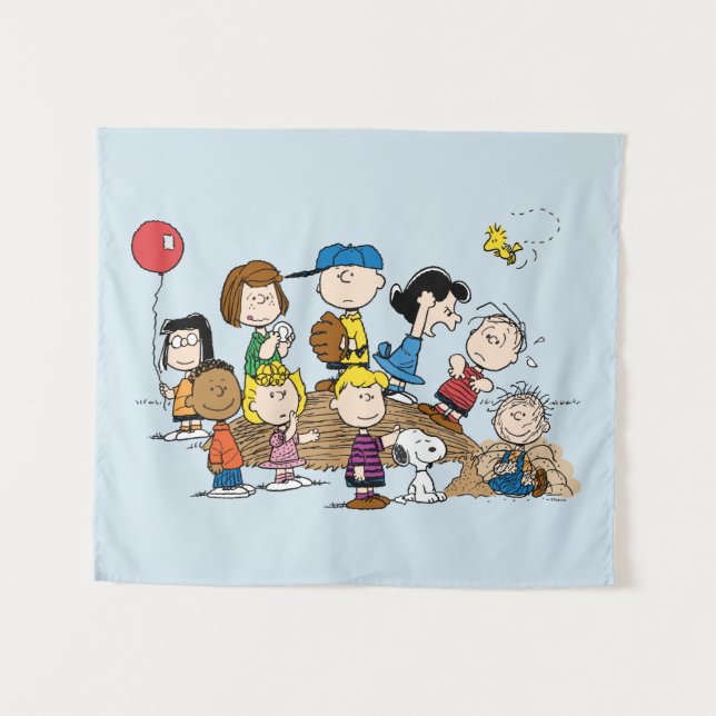 Peanuts | The Gang at the Pitcher's Mound Tapestry (Front (Horizontal))