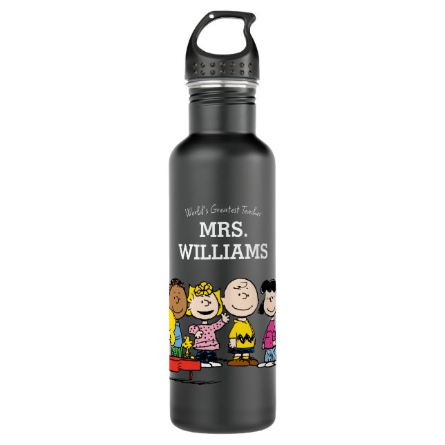 Peanuts | The Gang Greatest Teacher Personalized 710 Ml Water Bottle (Front)