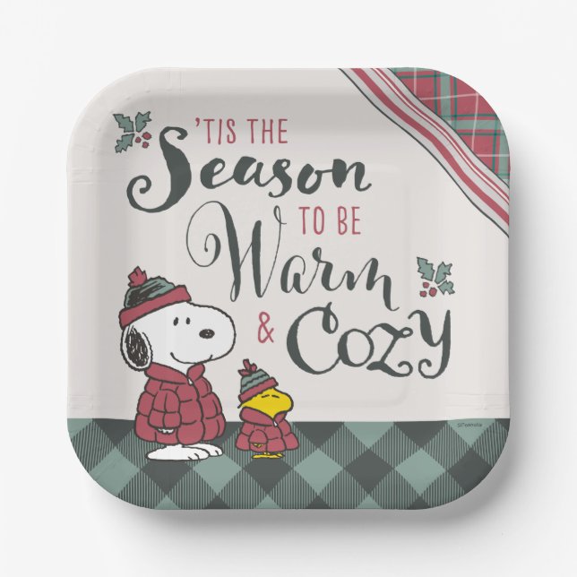 Peanuts | Tis the Season To Be Cozy Paper Plate (Front)