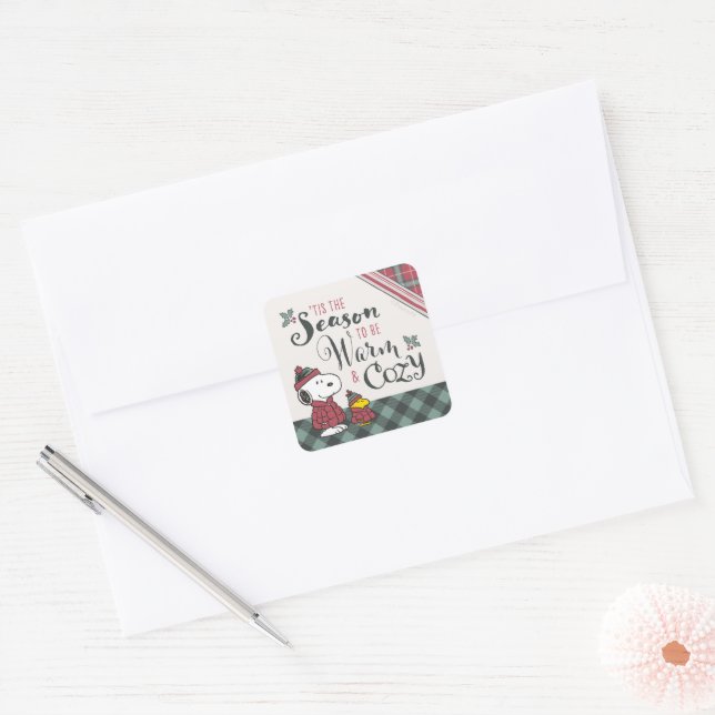 Peanuts | Tis the Season To Be Cozy Square Sticker (Envelope)