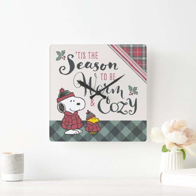 Peanuts | Tis the Season To Be Cozy Square Wall Clock (Home)