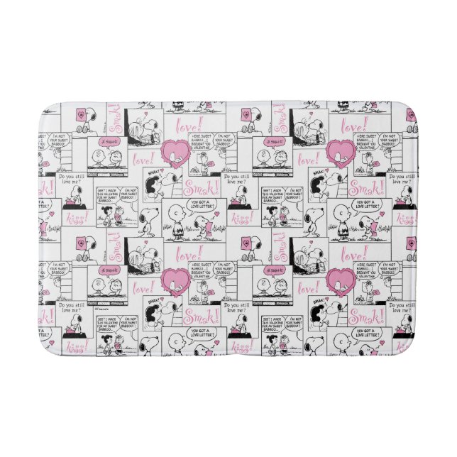 Peanuts | Valentine Heart Love Pattern Bath Mat (Front)