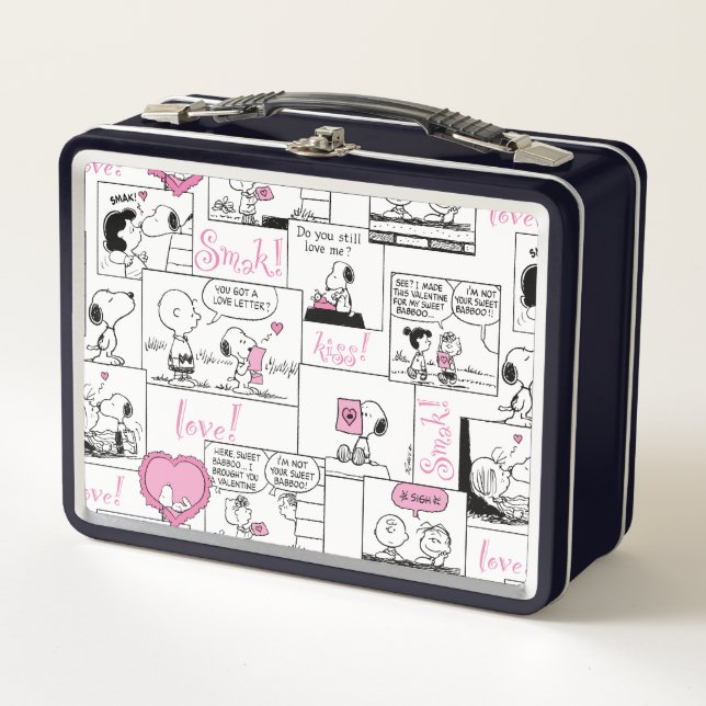 Peanuts | Valentine Heart Love Pattern Metal Lunch Box (Front)
