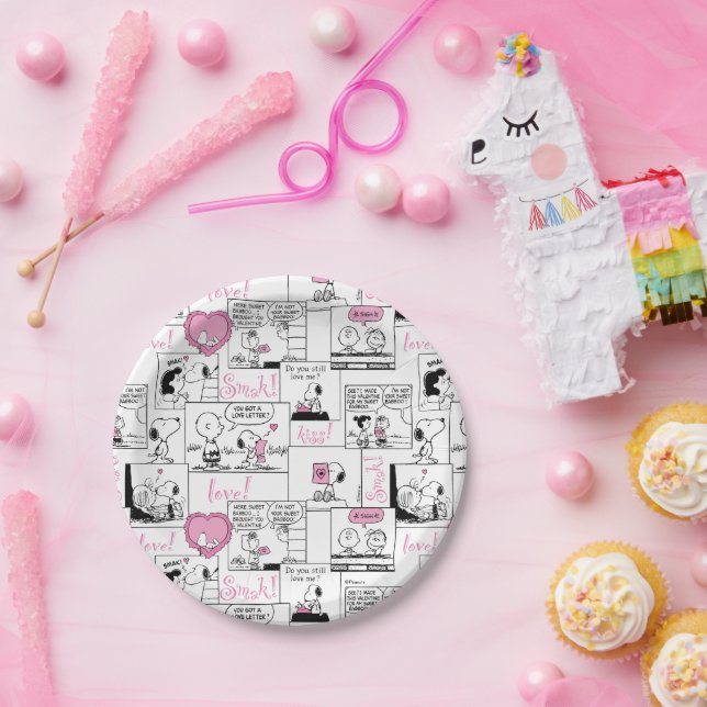 Peanuts | Valentine Heart Love Pattern Paper Plate (Party)