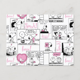 Peanuts   Valentine Heart Love Pattern Postcard