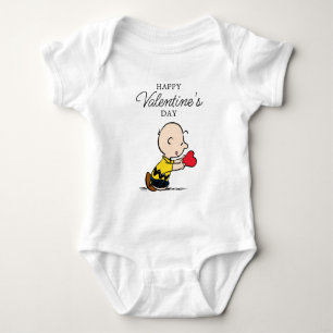 Peanuts   Valentine's Day Charlie Brown Red Heart Baby Bodysuit