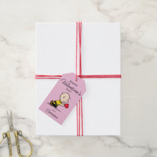 Peanuts   Valentine's Day Charlie Brown Red Heart Gift Tags