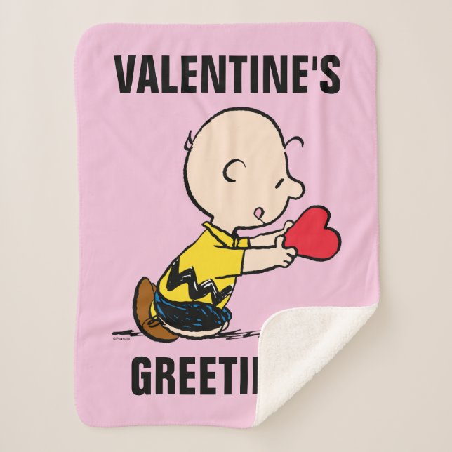 Peanuts | Valentine's Day Charlie Brown Sherpa Blanket (Front)