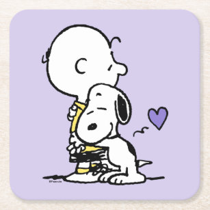 Peanuts   Valentine's Day   Charlie Brown & Snoopy Square Paper Coaster