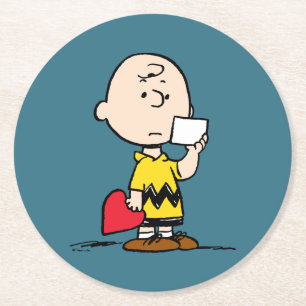 Peanuts   Valentine's Day Charlie Brown Valentine Round Paper Coaster