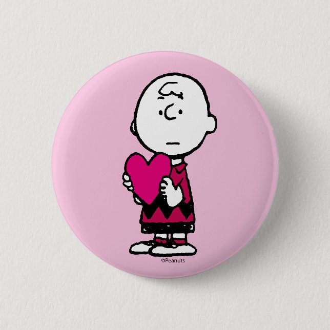 Peanuts | Valentine's Day | Heart Charlie Brown 2 Inch Round Button (Front)