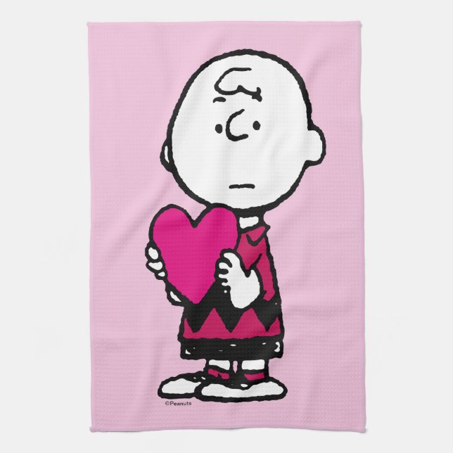 Peanuts | Valentine's Day | Heart Charlie Brown Kitchen Towel (Vertical)