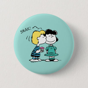 Peanuts   Valentine's Day   Lucy & Schroeder Kiss 2 Inch Round Button