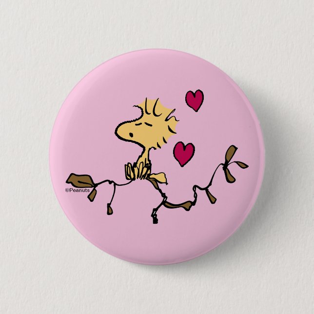 Peanuts | Valentine's Day | Woodstock Whistle 2 Inch Round Button (Front)
