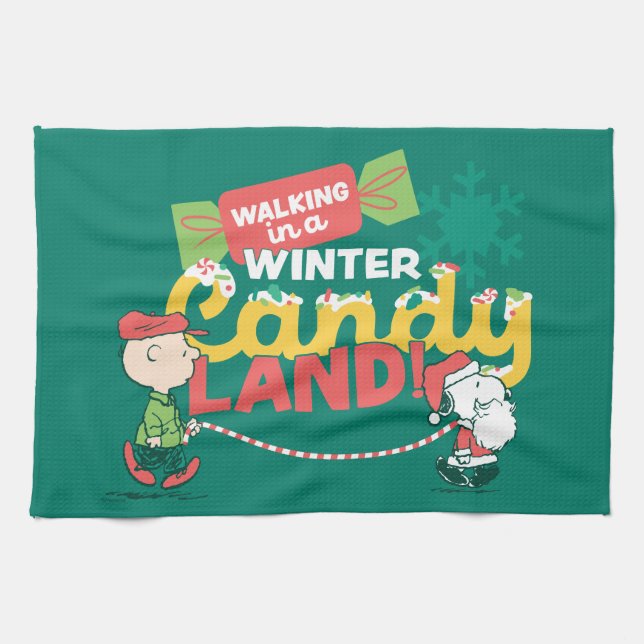 Peanuts | Walking In A Winter Candy Land! Kitchen Towel (Horizontal)