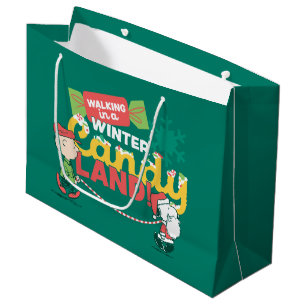 Peanuts Walking In A Winter Candy Land! Large Gift Bag