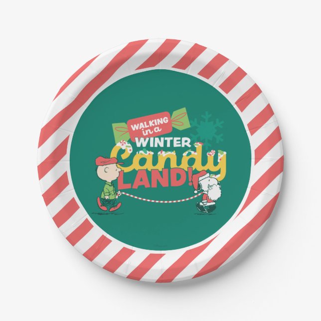 Peanuts | Walking In A Winter Candy Land! Paper Plate (Front)