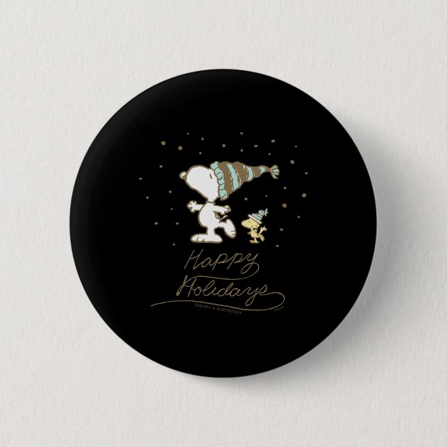 Peanuts Winter Skating  2 Inch Round Button (Front)