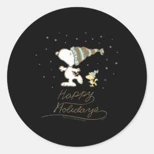 Peanuts Winter Skating Classic Round Sticker