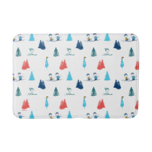 Peanuts   Winter Skiing the Slopes Pattern Bath Mat