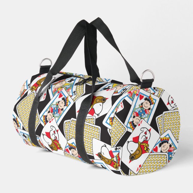 Peanuts | Winter Skiing the Slopes Pattern Duffle Bag (Left Corner)