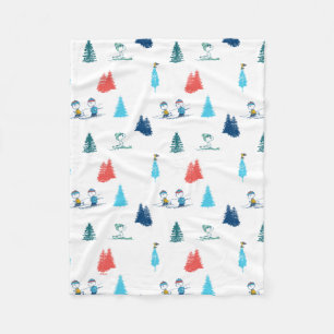 Peanuts   Winter Skiing the Slopes Pattern Fleece Blanket