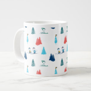 Peanuts   Winter Skiing the Slopes Pattern Large Coffee Mug