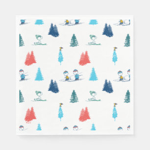 Peanuts   Winter Skiing the Slopes Pattern Napkin