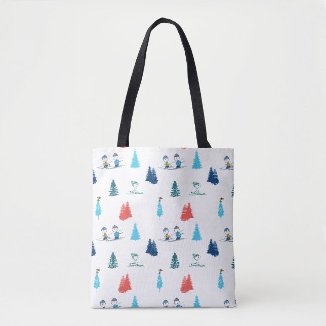Peanuts | Winter Skiing the Slopes Pattern Tote Bag (Front)