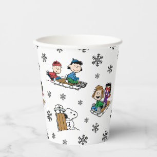 Peanuts   Winter Sledding Fun Pattern Paper Cups