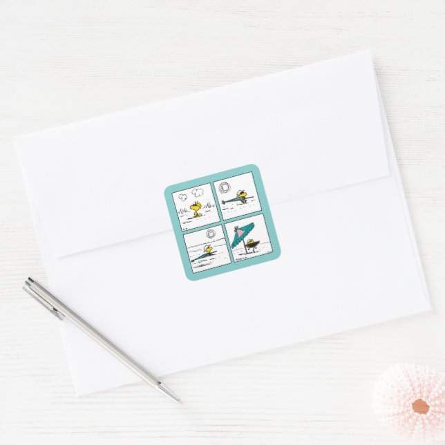 Peanuts | Woodstock at the Beach Square Sticker (Envelope)