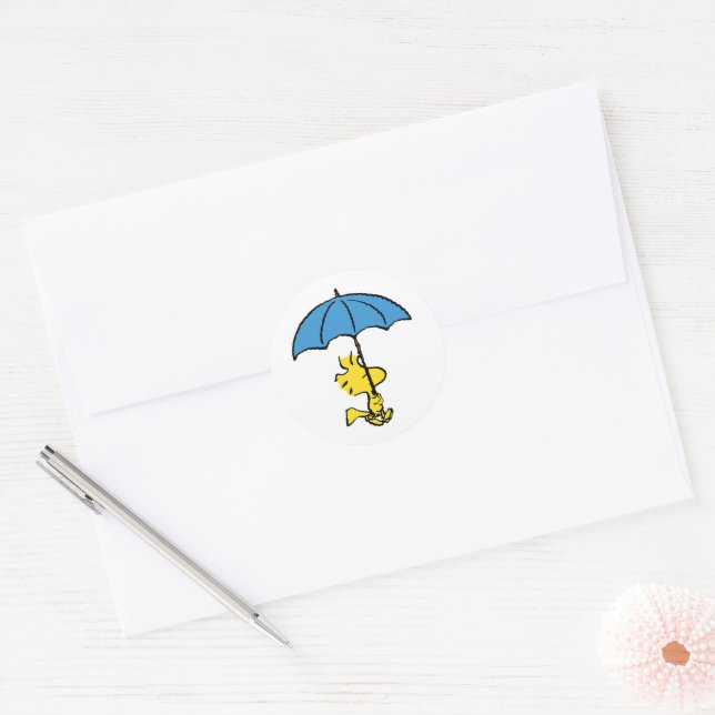 Peanuts | Woodstock Blue Umbrella Classic Round Sticker (Envelope)