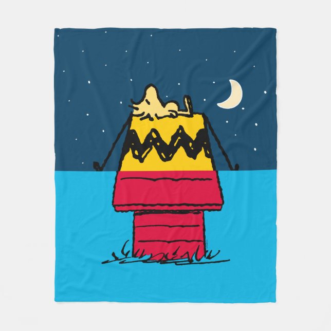 Peanuts | Woodstock Camping Half & Half Fleece Blanket (Front)