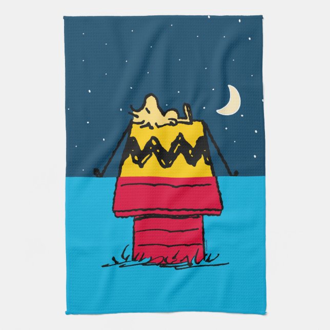 Peanuts | Woodstock Camping Half & Half Kitchen Towel (Vertical)
