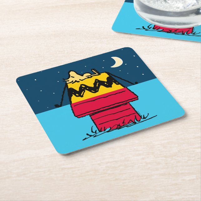 Peanuts | Woodstock Camping Half & Half Square Paper Coaster (Angled)